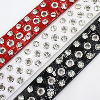 Buckle Three-piece Diamond Belt Female Leisure Rhinestone
