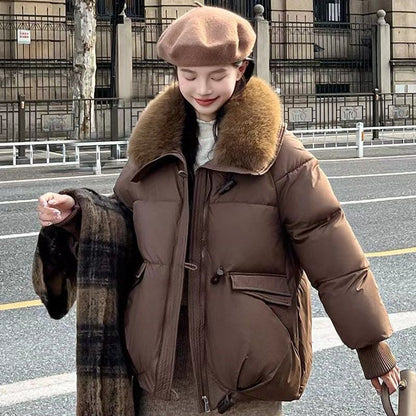 Korean Style Loose Lapels Sense Puffer Jacket Coat