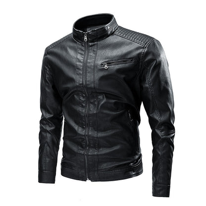 Spring Autumn Cross-Border Casual Mens Leather Stitching Motorcycle Retro Fashion Jacket Heritage Fusion