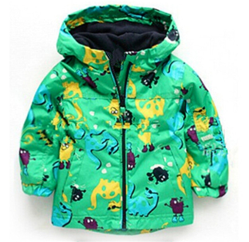 The Jurassic Shield: Cute Dinosaur Windproof & Rainproof Jacket