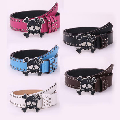 Belt Female Skull Wide Waist Seal Rivet Y2g Hot Girl Belt Men And Women