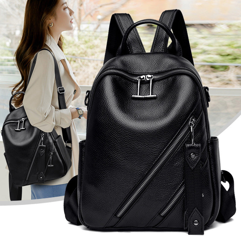 Fashion Women's Casual Genuine Leather Large-capacity Backpack