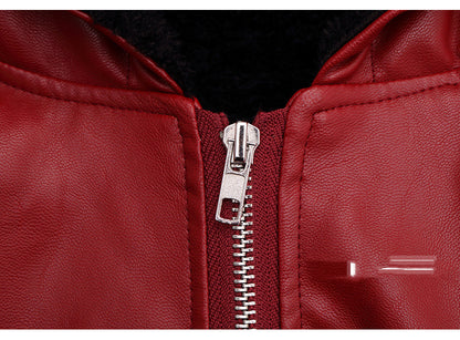 The Padded Biker: PU Leather Hooded Padded Performance Coat