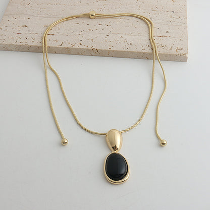 New Chinese Style Accessories Irregular Stitching Black Onyx Necklace Women