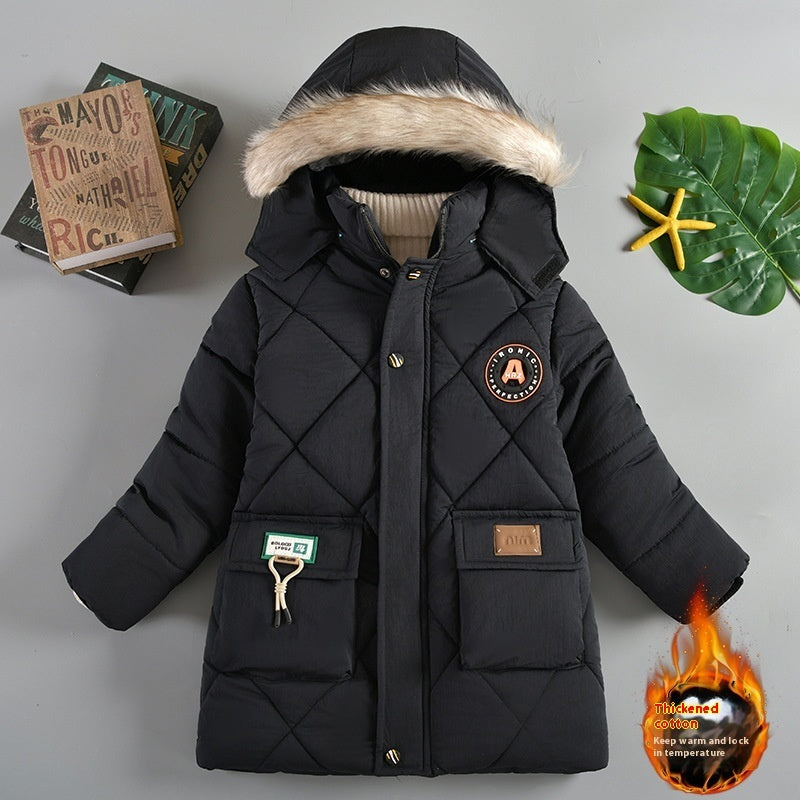 The Winter Solid: Boys’ High-Density Thick Cotton-Padded Jacket
