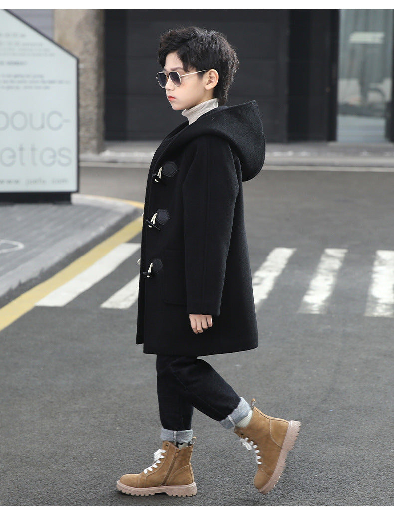 The Woolen Hearth: Thickened Artisan Woolen Coat for Boys