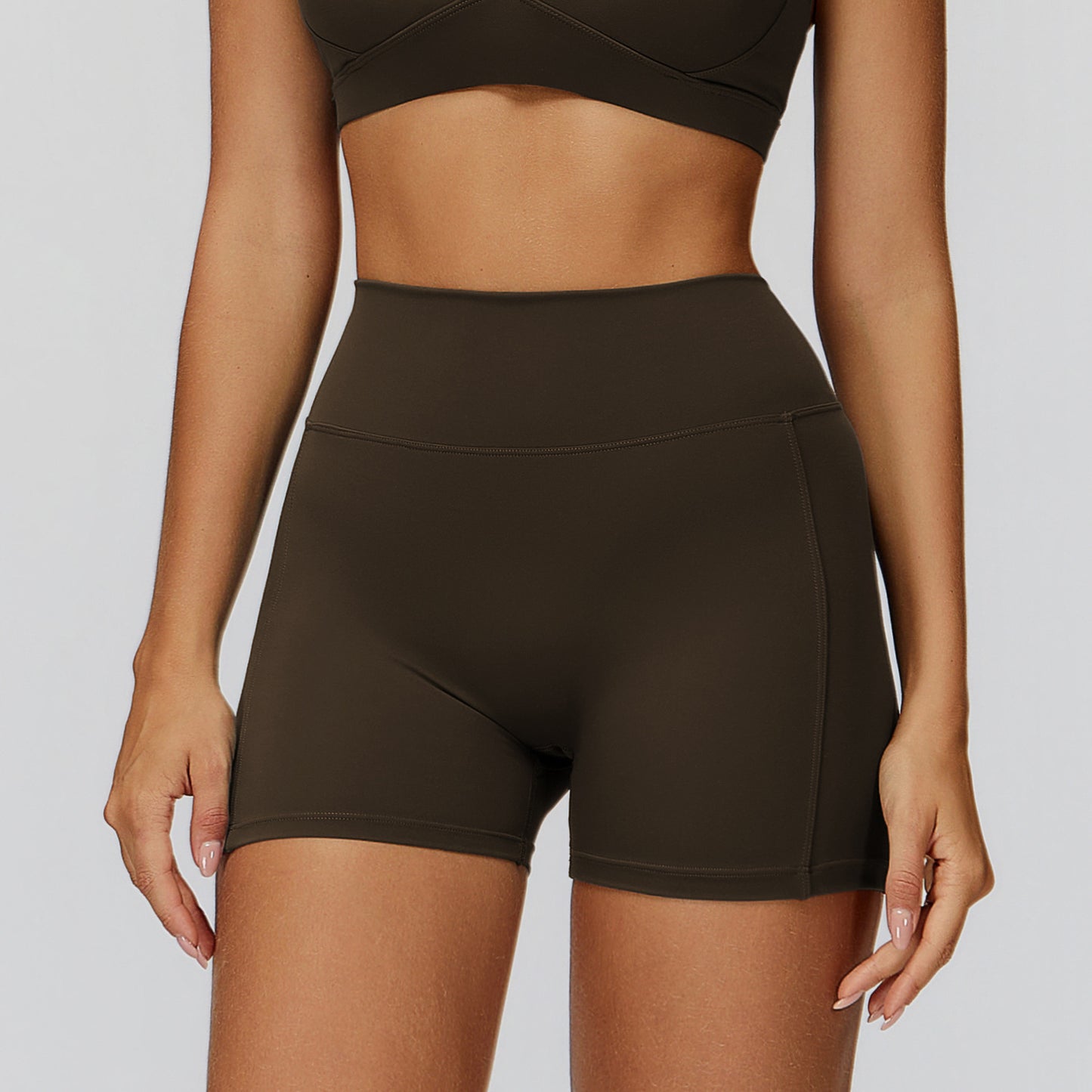 Brushed Yoga Shorts High Waist Slim Fit Sports Shorts