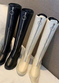 Beige high zipper