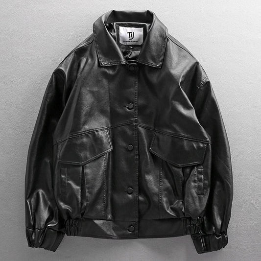 Leather Mens Motorcycle Youth Pilot PU Leather Jacket Dynamic Adventure