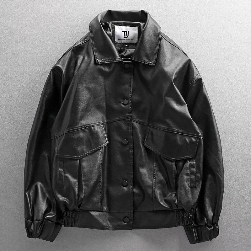 Leather Mens Motorcycle Youth Pilot PU Leather Jacket Dynamic Adventure