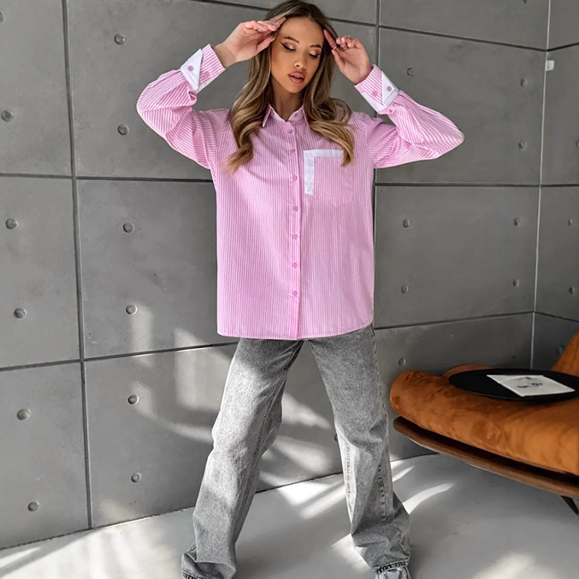 Oversize Loose Striped Blouse For Women