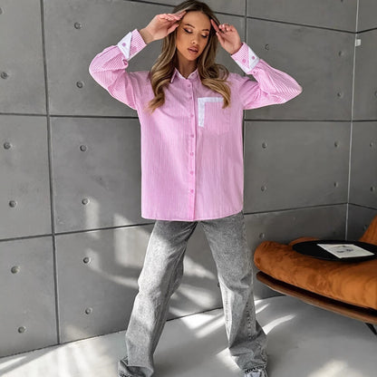 Oversize Loose Striped Blouse For Women