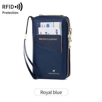RFID Multi-functional Double Zipper Storage Crossbody Wallet