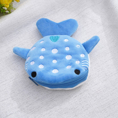 Shark Pendant: Plush Shark Coin Purse with Cartoon Pendant