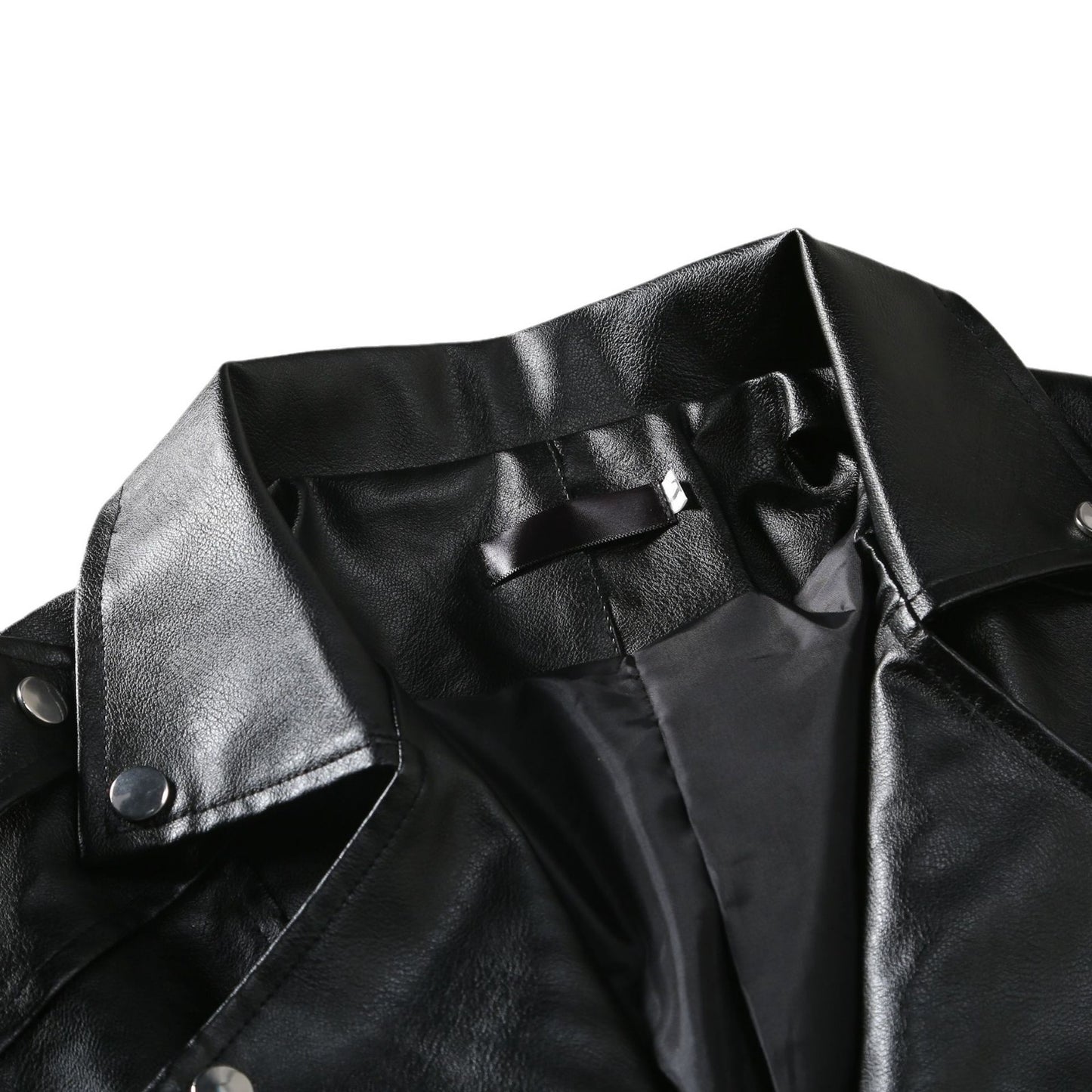Slim-Fit Lapel Leather Jacket Precision Tailored Elegance
