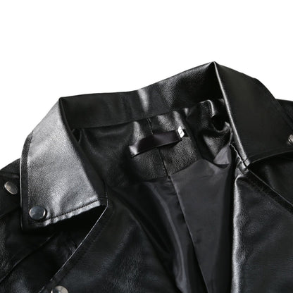 Slim-Fit Lapel Leather Jacket Precision Tailored Elegance