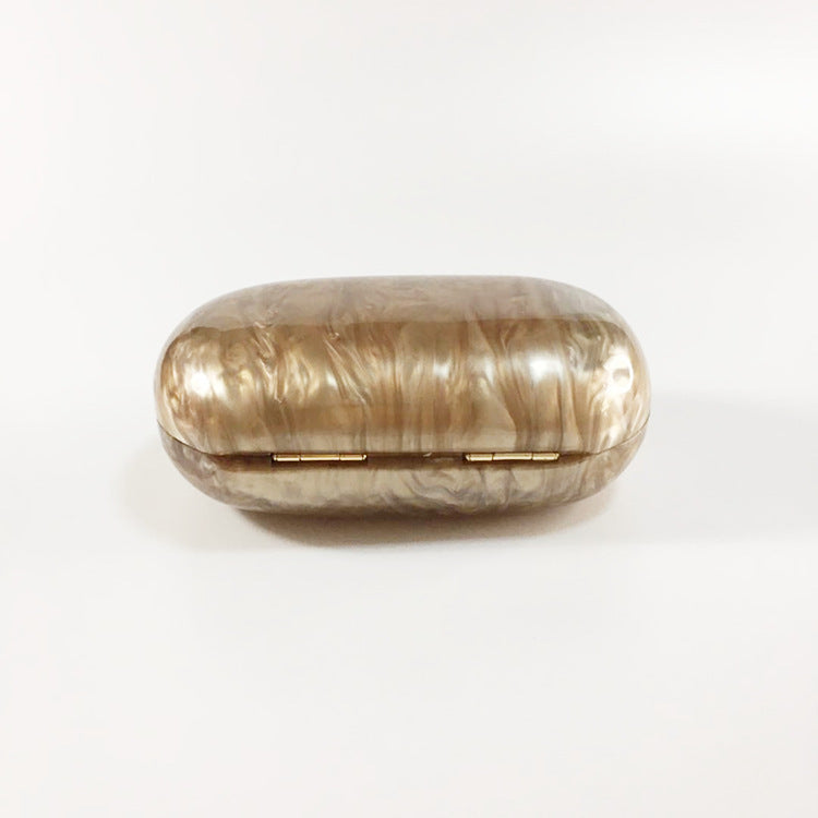 Women's Oval Acrylic Solid Color Pearly Evening Bag