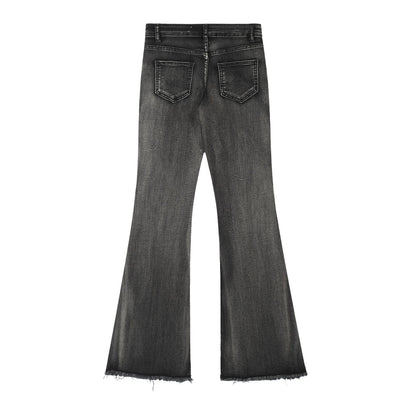 Jeans Women's Frayed Flared Pants Stretch Pants