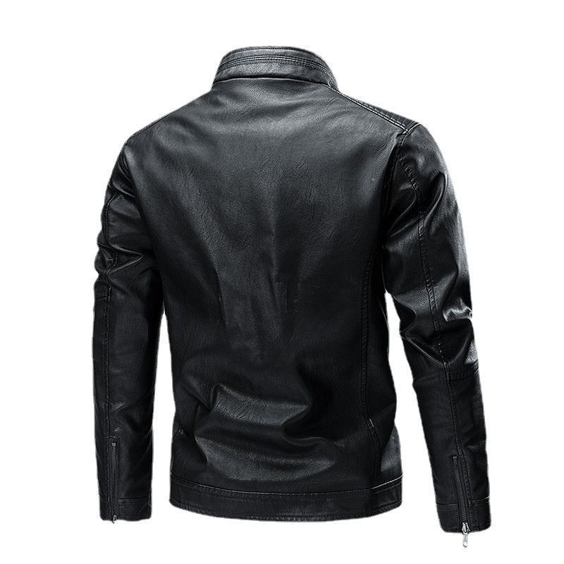 Spring Autumn Cross-Border Casual Mens Leather Stitching Motorcycle Retro Fashion Jacket Heritage Fusion