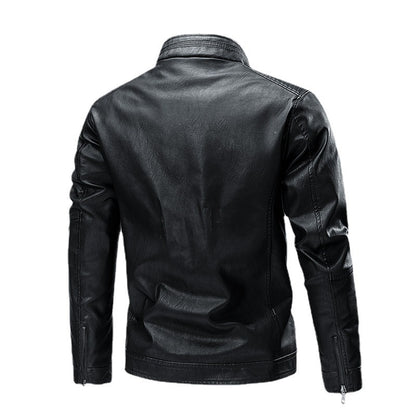 Spring Autumn Cross-Border Casual Mens Leather Stitching Motorcycle Retro Fashion Jacket Heritage Fusion