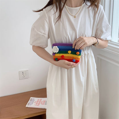 Super Cute Rainbow Knitted Coin Purse