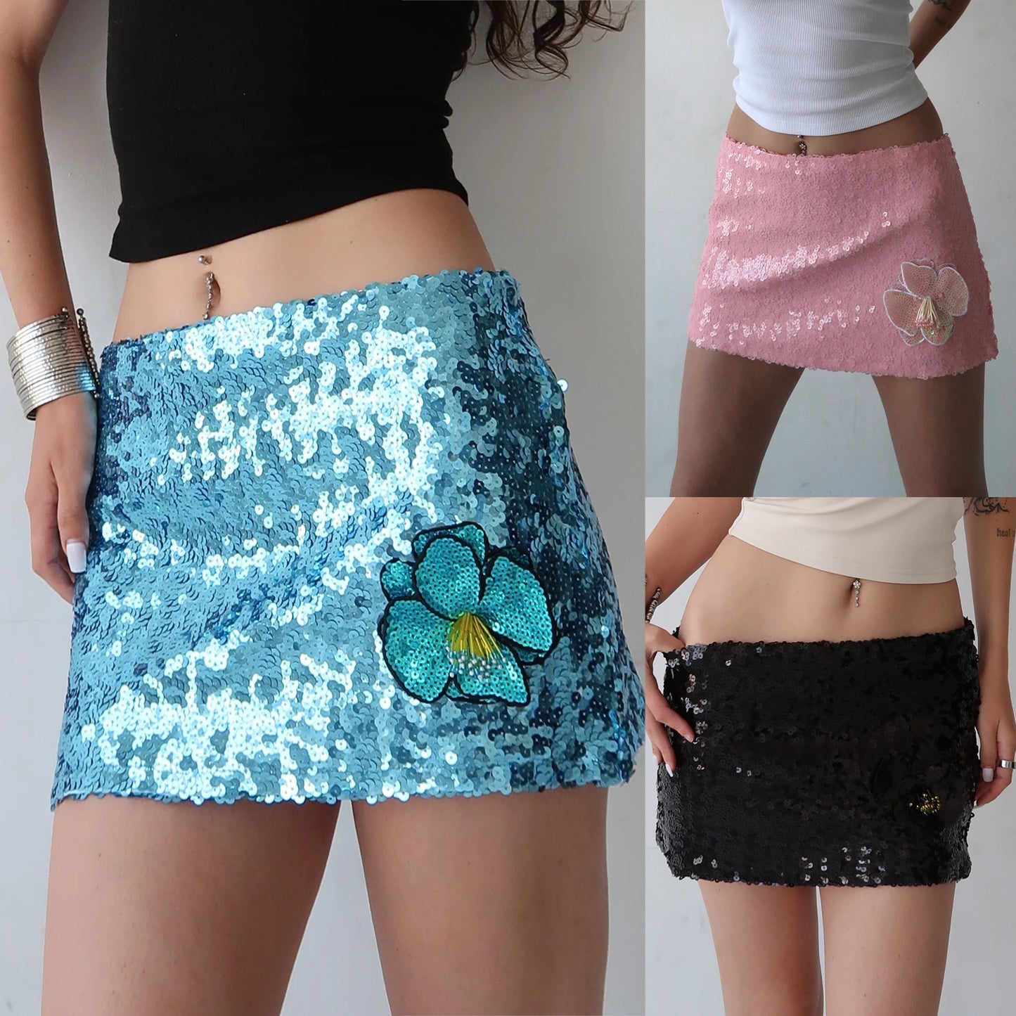 High Waist Hip-wrapped Hot Girl Miniskirt Sequined Bow Decoration