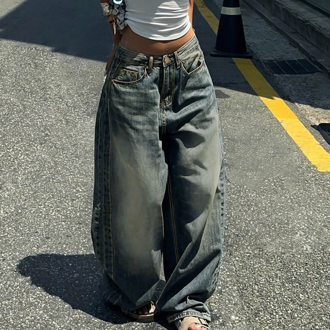 Versatile Design Casual Wide-leg Draggle-tail Trousers