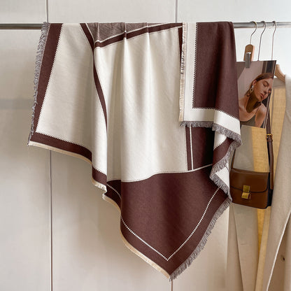 European And American Cashmere Square Towel Thickened Air-conditioned Room Warm Shawl Cloak