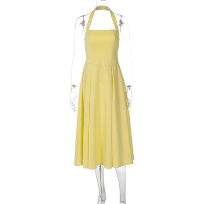 Women's Fashion Sexy Temperament High Waist Halter Tube Top Dress