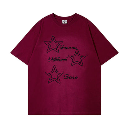 Fashion Embroidered Short-sleeved T-shirt For Men