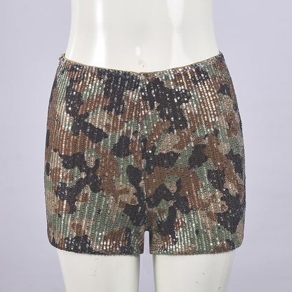 Leopard Print Elastic Waist Casual Shorts