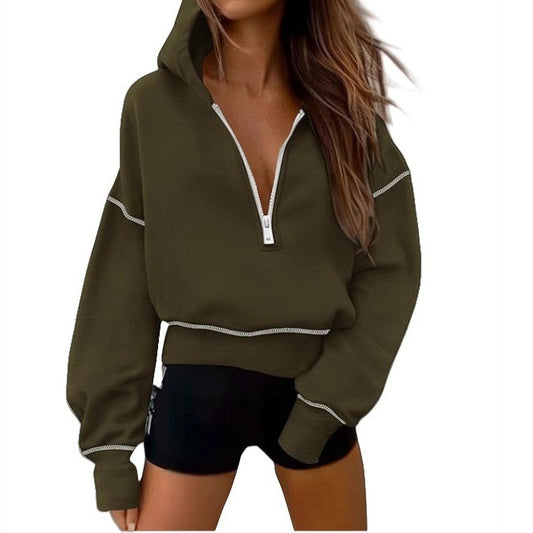 Women's Half Zipper Short Sweater