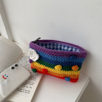 Super Cute Rainbow Knitted Coin Purse