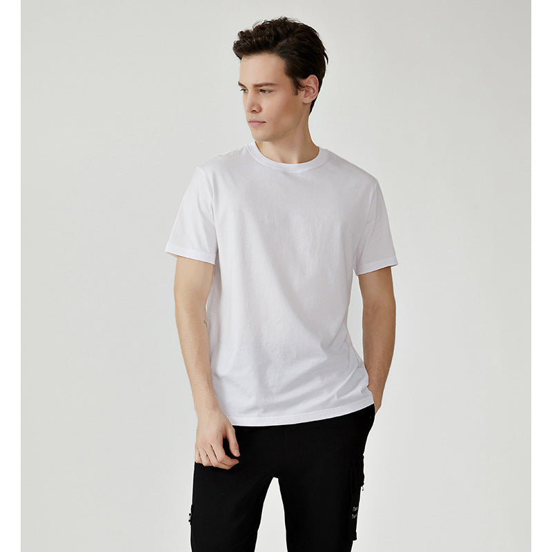 Loose Casual Crewneck Versatile Top Embossed Half Sleeves