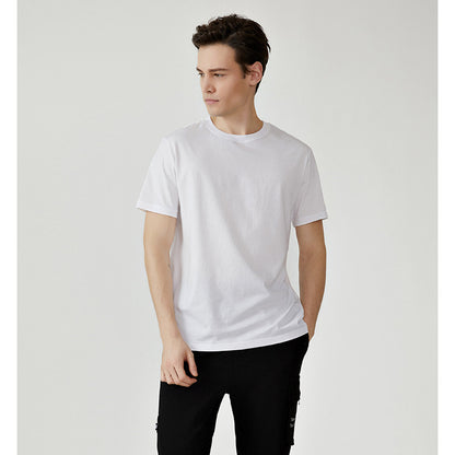 Loose Casual Crewneck Versatile Top Embossed Half Sleeves