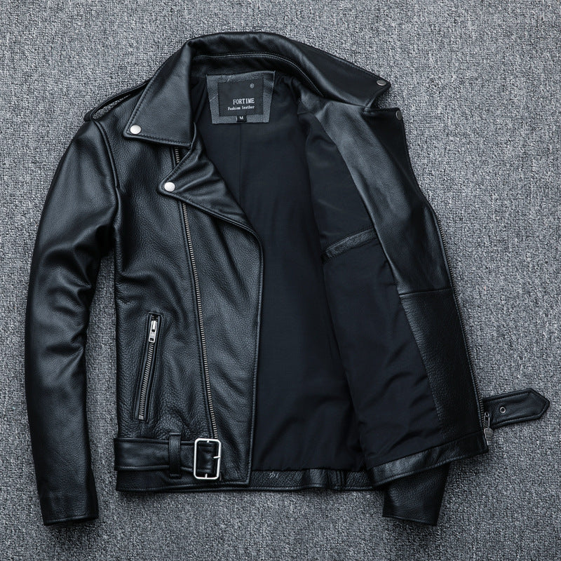 Pure Cowhide Biker Leather Jacket Authentic Premium Hide