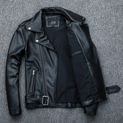 Pure Cowhide Biker Leather Jacket Authentic Premium Hide