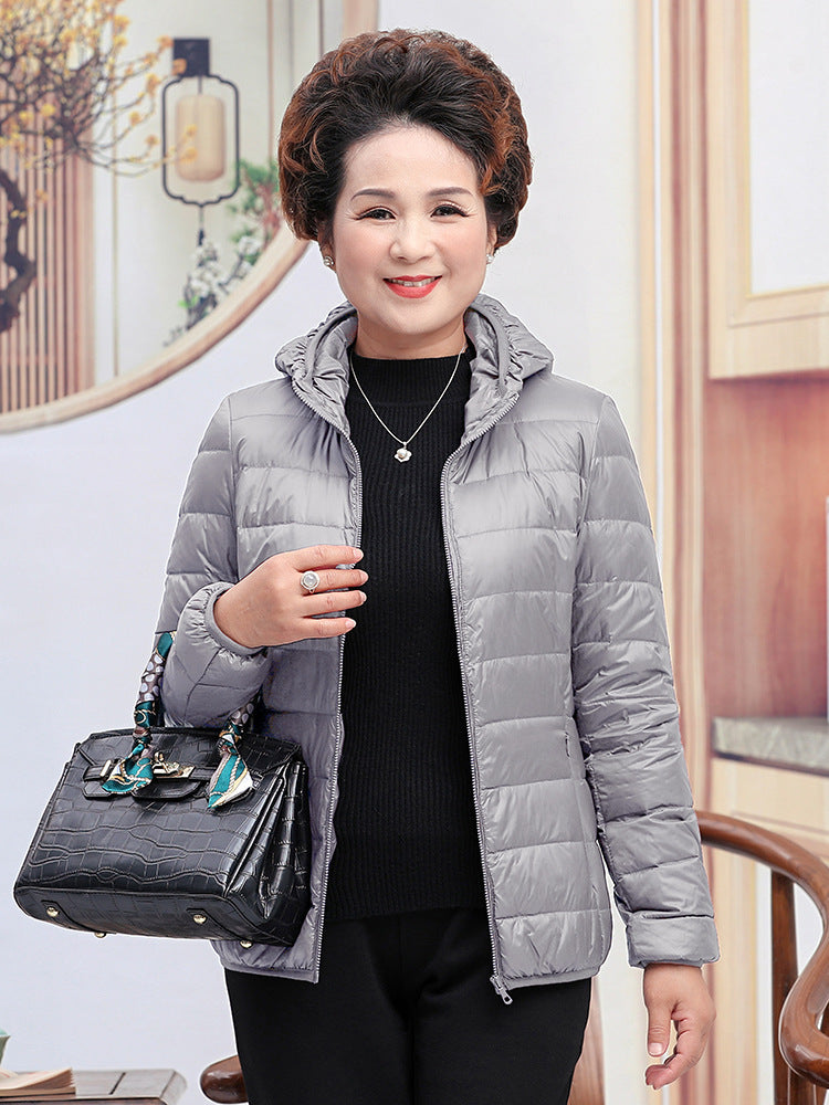 Light White Duck Down Mother Down Jacket Women's Short Chic Coat