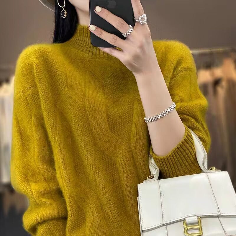 Comfortable Slimming Soft Glutinous Knitted Thickened Half-high Collar Sweater