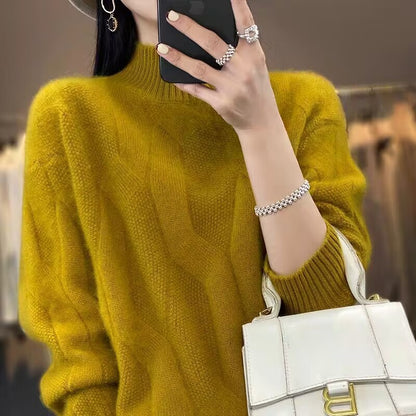 Comfortable Slimming Soft Glutinous Knitted Thickened Half-high Collar Sweater