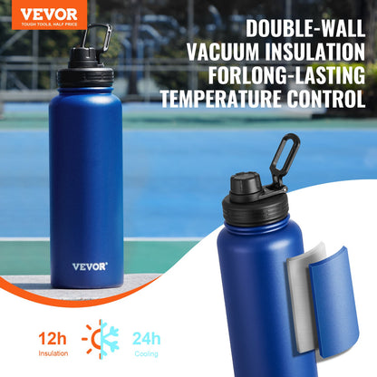 Azure Wide: 40oz Wide-Mouth Stainless Steel Insulated Bottle