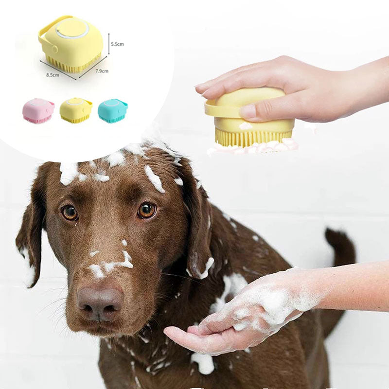 Silicone Pet Bathing & Massage Glove | Shampoo Dispensing Grooming Brush for Dogs & Cats