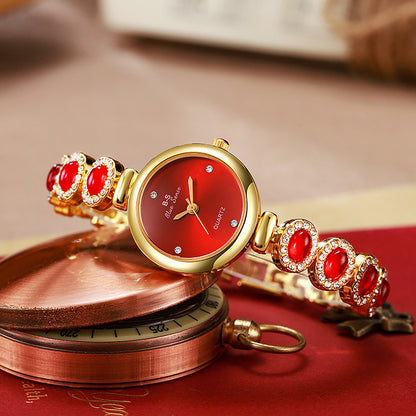 Women's Bracelet Round Dial Diamond Advanced Quartz Watch