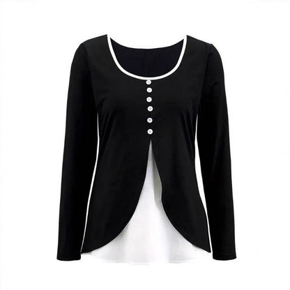 Casual Contrast Color Women's Two-piece Long-sleeved T-shirt