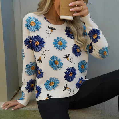 Trendy Niche Print Loose Slimming Women's Sweater