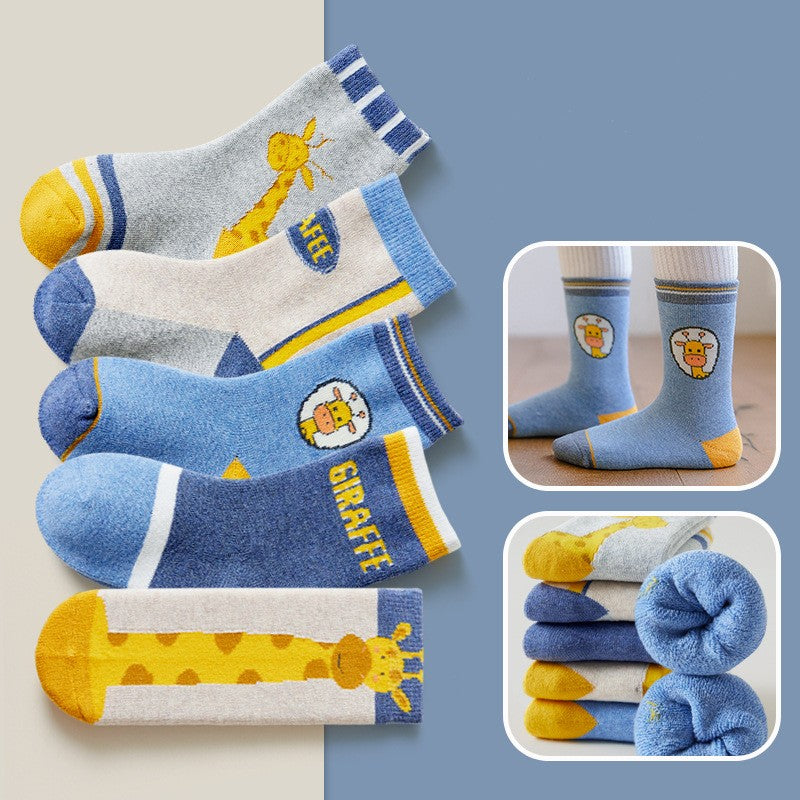Children's Socks Autumn And Winter Cartoon Cotton Socks Boys And Girls Thickened Medium Terry Terry Sock