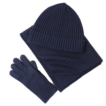 New Wool Scarf Hat Gloves Three-piece Set For Women