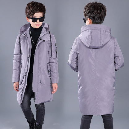 The Arctic Duck: Mid-Length White Duck Down Hooded Jacket