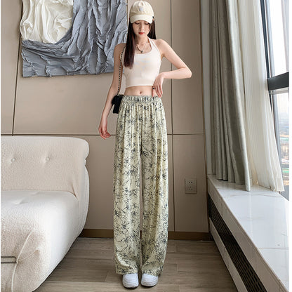 Draping Mopping Pants Straight Ink Painting Dye Pants For Women