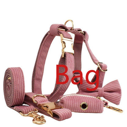 Corduroy Pet Collar Traction Rope